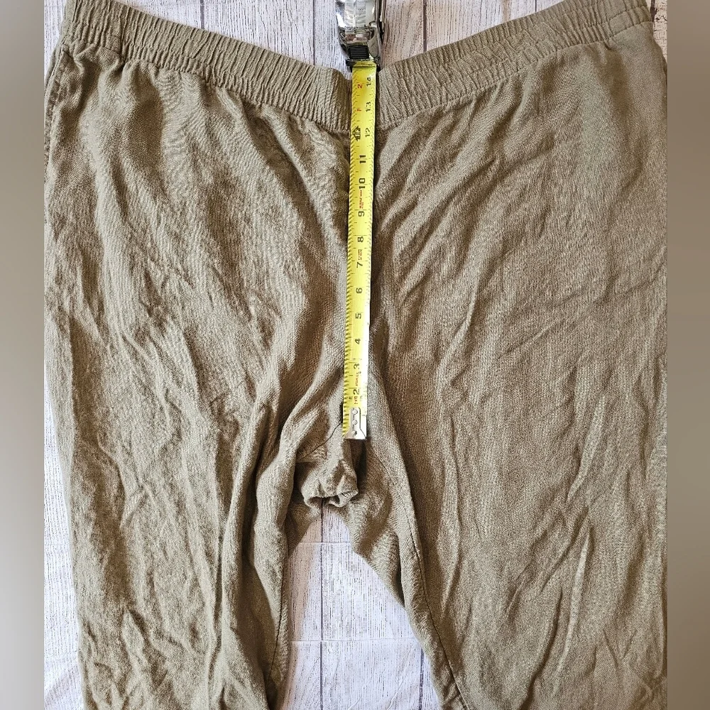 Old Navy Size 3X Linen Blend Hi-Rise Straight Pull On Comfy Waistband Green Pant - Picture 8 of 10